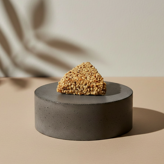 Samsa with Hazelnut coat on concrete pedestal